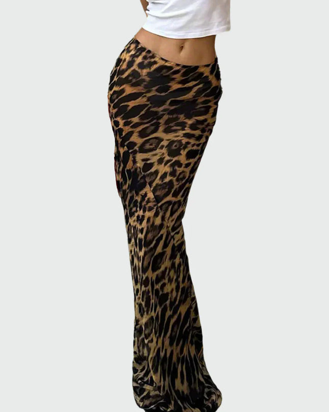 Slanke maxi-rok met luipaardprint