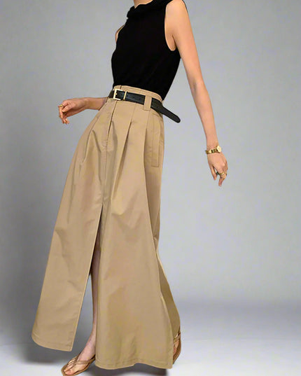 Maxi oversized katoenen rok met split