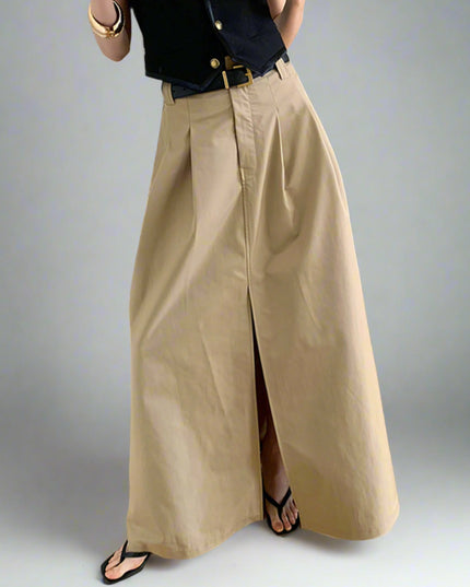 Maxi oversized katoenen rok met split