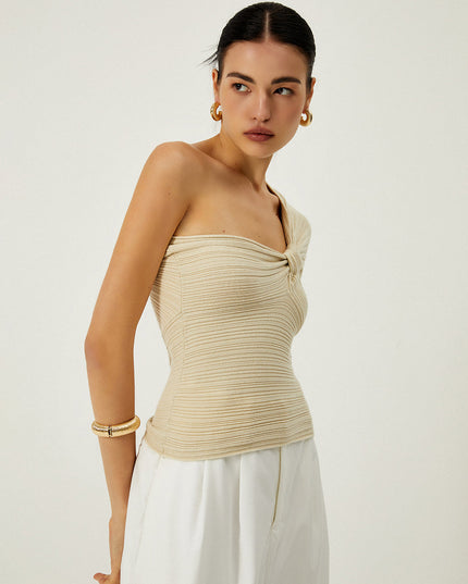 Asymmetrische top met knoop en één schouder
