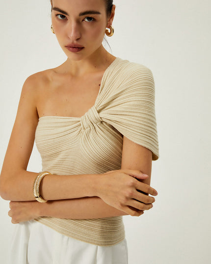 Asymmetrische top met knoop en één schouder