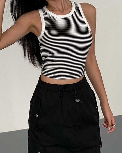 Gestreept tanktopje met ronde halslijn