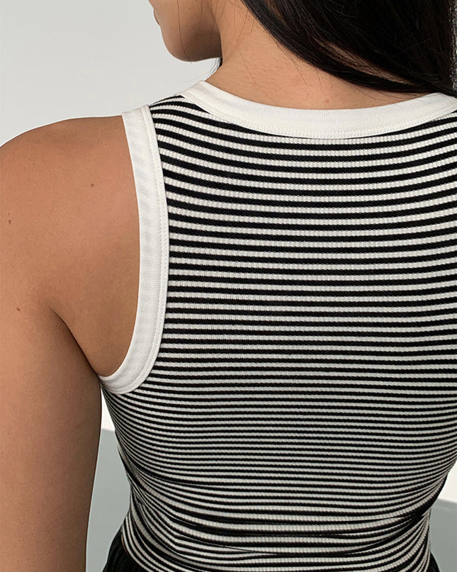 Gestreept tanktopje met ronde halslijn