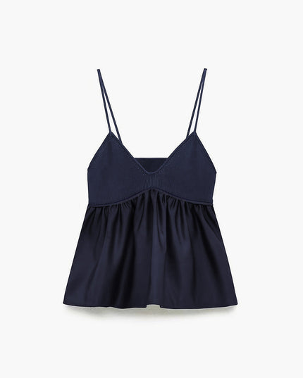 Top met strikdetail in V-hals