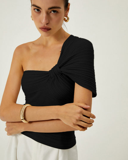 Asymmetrische top met knoop en één schouder