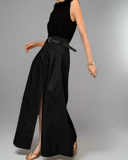Maxi oversized katoenen rok met split