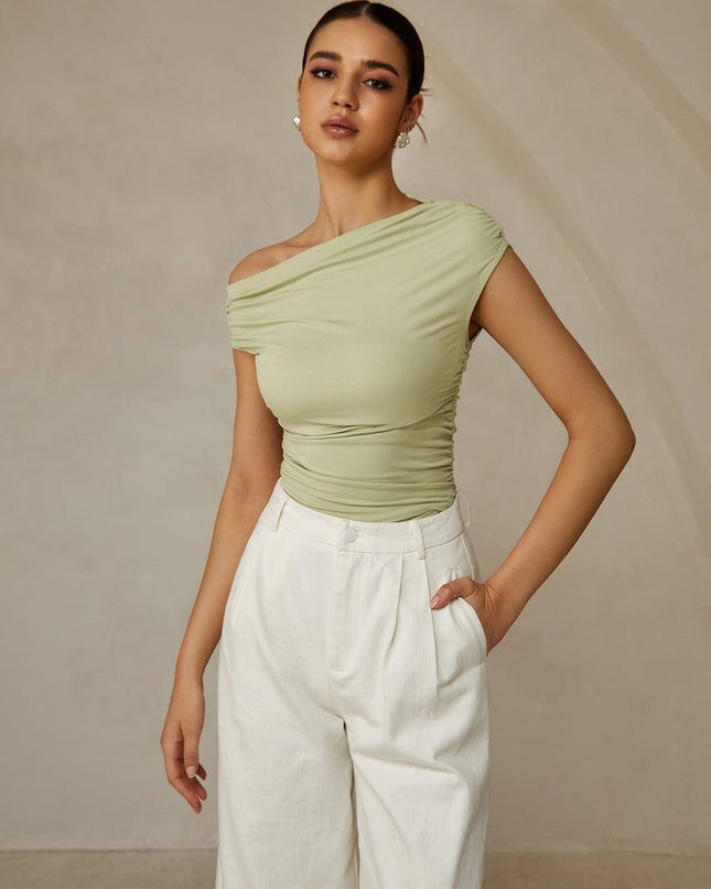 Mouwloos t-shirt met asymmetrische halslijn