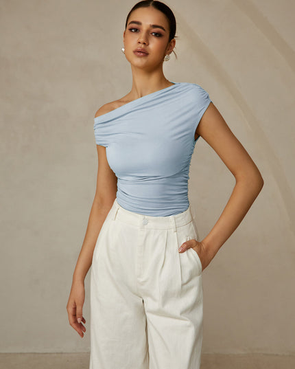 Mouwloos t-shirt met asymmetrische halslijn