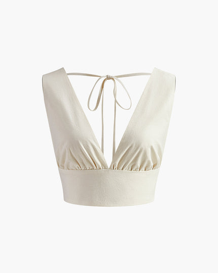 Set met V-hals top en getailleerde taille rok