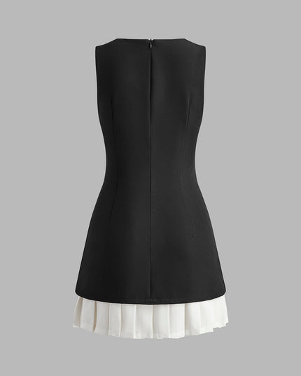 Tweekleurige mouwloze mini-jurk