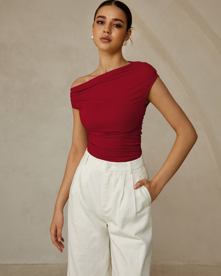 Mouwloos t-shirt met asymmetrische halslijn