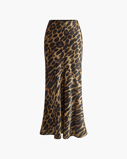 Slanke maxi-rok met luipaardprint