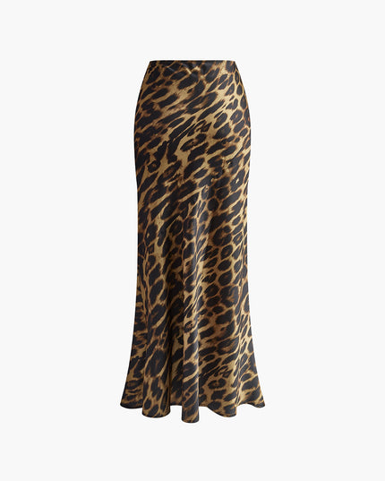 Slanke maxi-rok met luipaardprint