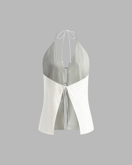 Set van halternektop en backless shorts