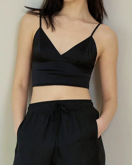 Zwarte V-hals cami top