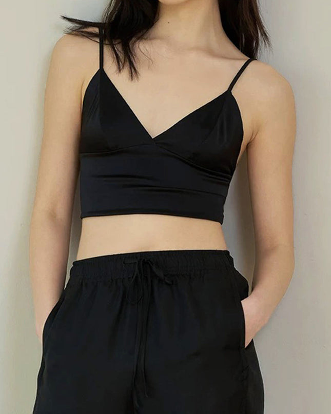 Zwarte V-hals cami top