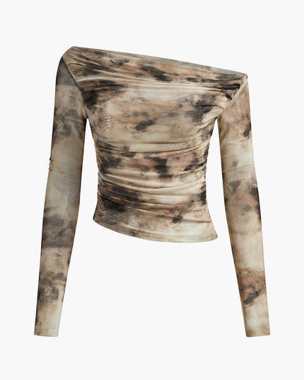 Dunne mesh top met lange mouwen