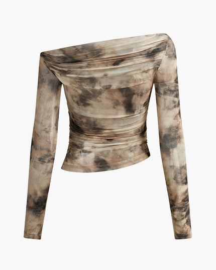 Dunne mesh top met lange mouwen