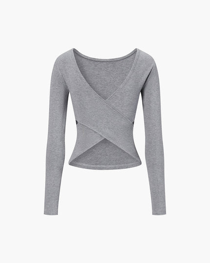 V-vormig shirt met open rug en lange mouwen