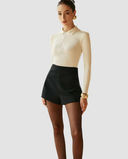 Hoge taille shorts met rits