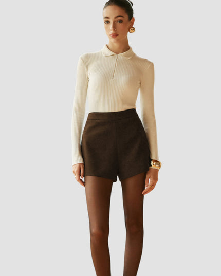 Hoge taille shorts met rits
