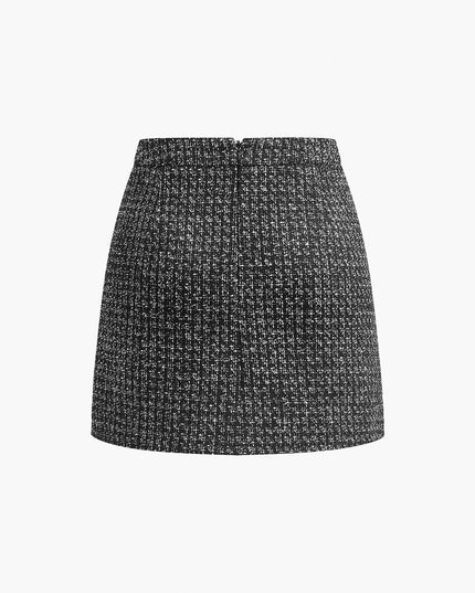 Tweed A-lijn minirok met rits