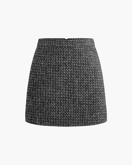 Tweed A-lijn minirok met rits