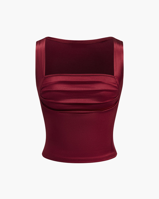 Geplooide mouwloze vintage tanktop