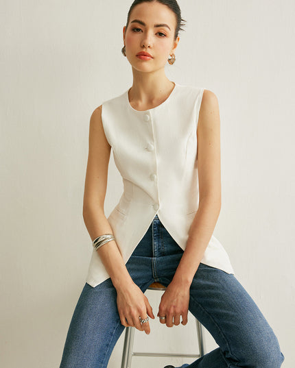 Mouwloos vest met knoopdetail