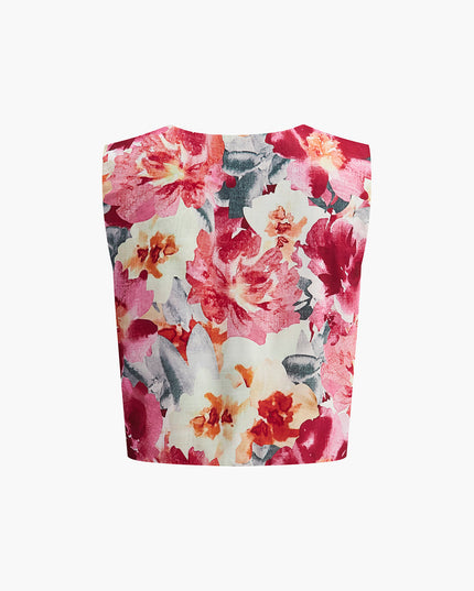 Mouwloos topje en korte broek met bloemenmotief