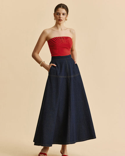 Denim rok met zakken