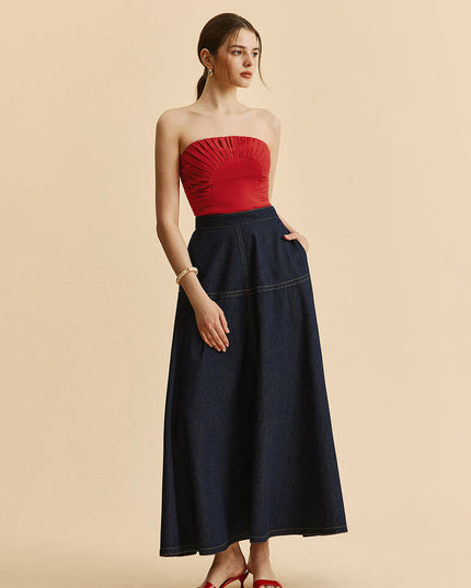 Denim rok met zakken