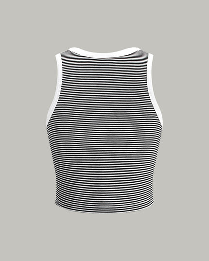 Gestreept tanktopje met ronde halslijn