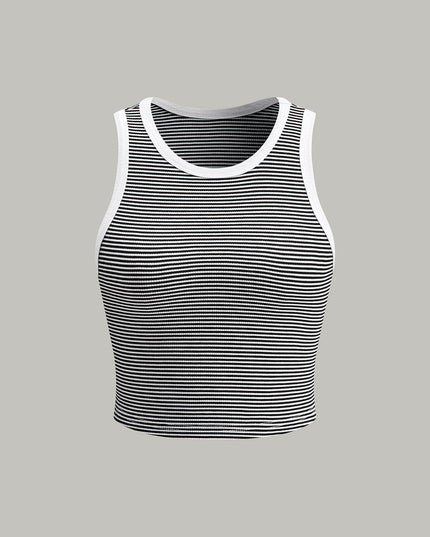 Gestreept tanktopje met ronde halslijn