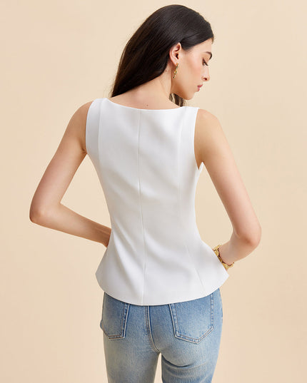 Peplumtop met vierkante halslijn