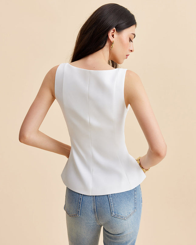 Peplumtop met vierkante halslijn
