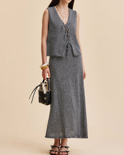 Dun getextureerd vest en rok