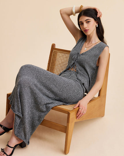 Dun getextureerd vest en rok