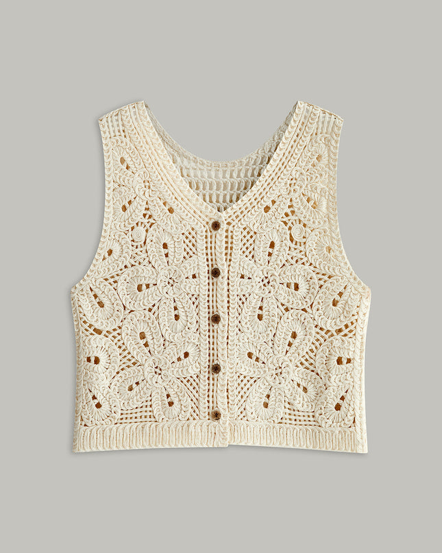 Gehaakt vest met knopen