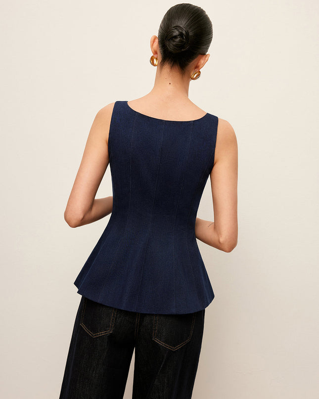 Lange denim top met rits