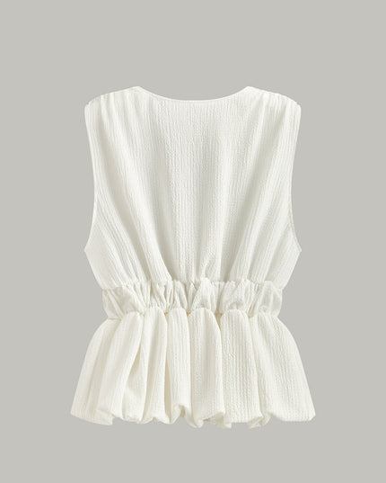 Top met strikdetail in V-hals