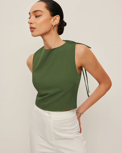 Asymmetrische top met open rugband
