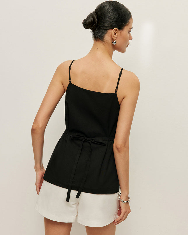 Zwarte top met knoopsluiting