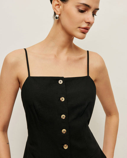 Zwarte top met knoopsluiting