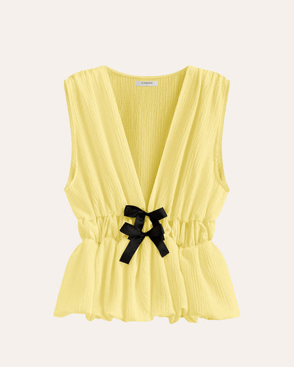 Top met strikdetail in V-hals