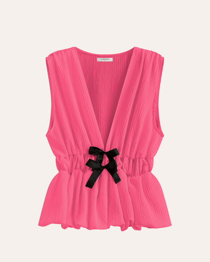 Top met strikdetail in V-hals