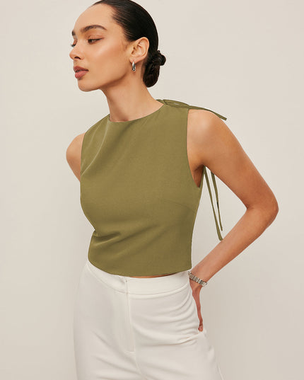 Asymmetrische top met open rugband