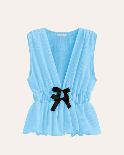 Top met strikdetail in V-hals