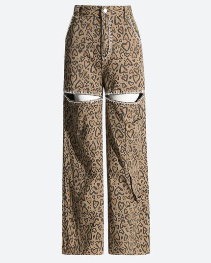 Luipaard uitsparing retro jeans