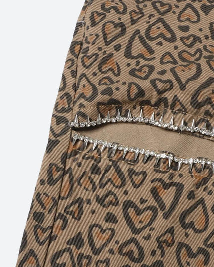 Luipaard uitsparing retro jeans